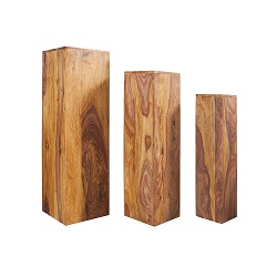 MAKASSAR 3er Set Dekosäulen aus Holz