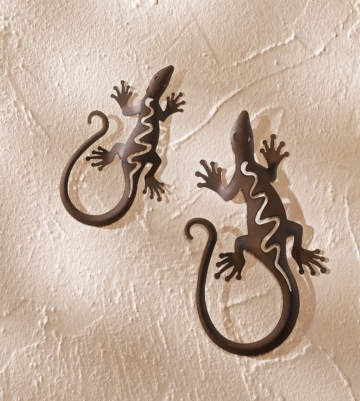 Metall-Deko Gecko 2er Set unbehandelt