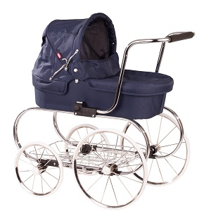 Klassischer Puppenwagen in blau
